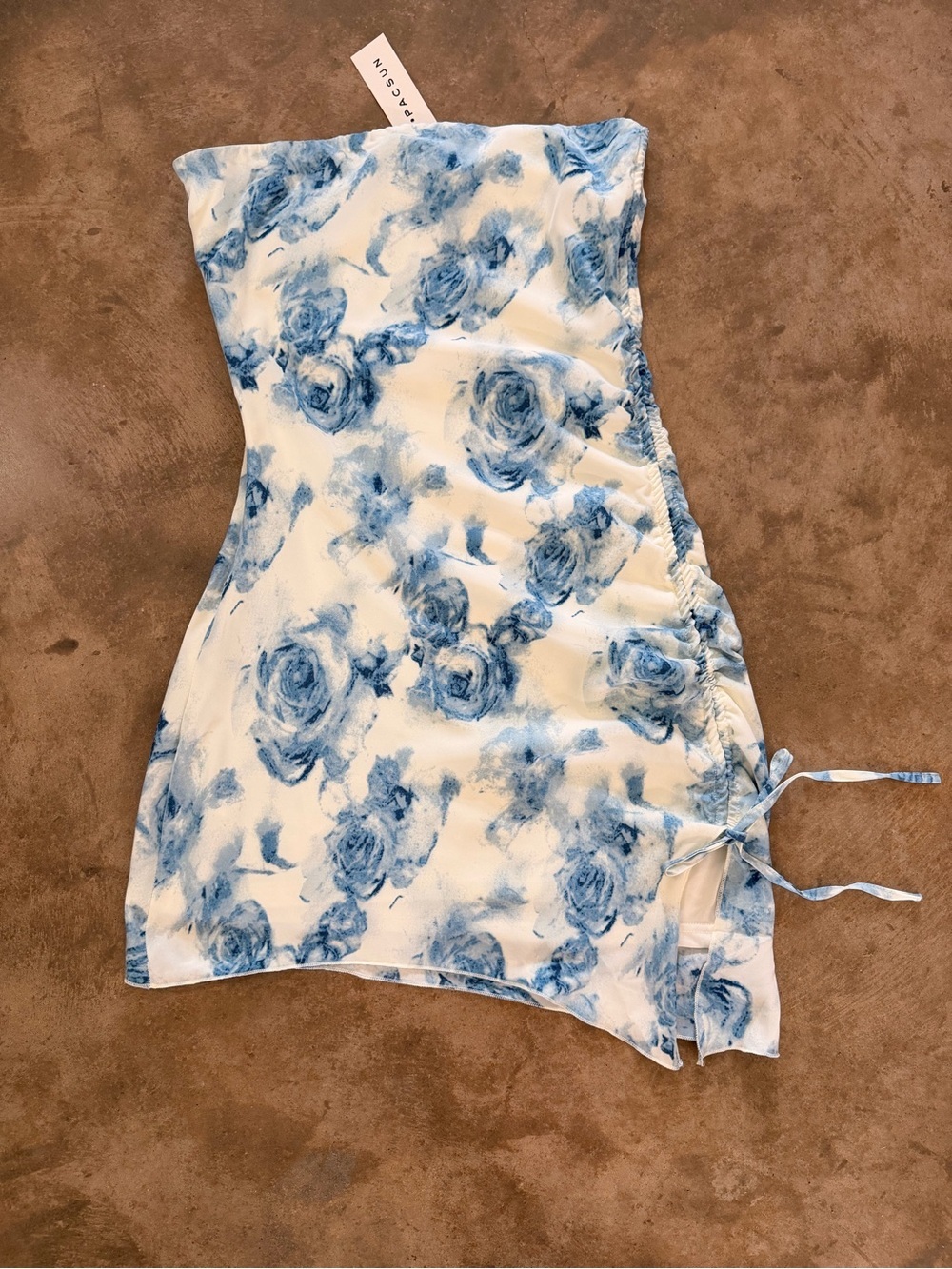 L.A. Hearts Pacsun Blue Floral Strapless Ruched Mini Dress NWT Size S